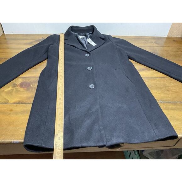 Gap Wool Blend Black Trench Coat Womens XS Button Front Lined Jacket NWT - Picture 11 of 14